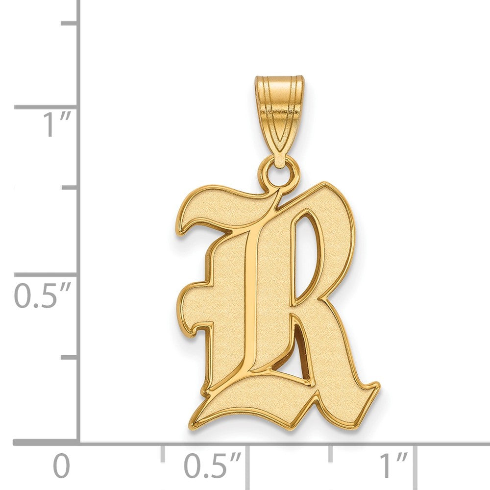Gold Plated Sterling Silver Logoart Rice University Letter R Large Pendant