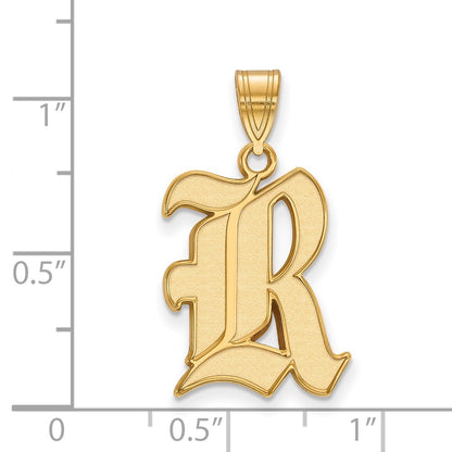 14K Yellow Gold Logoart Rice University Letter R Large Pendant