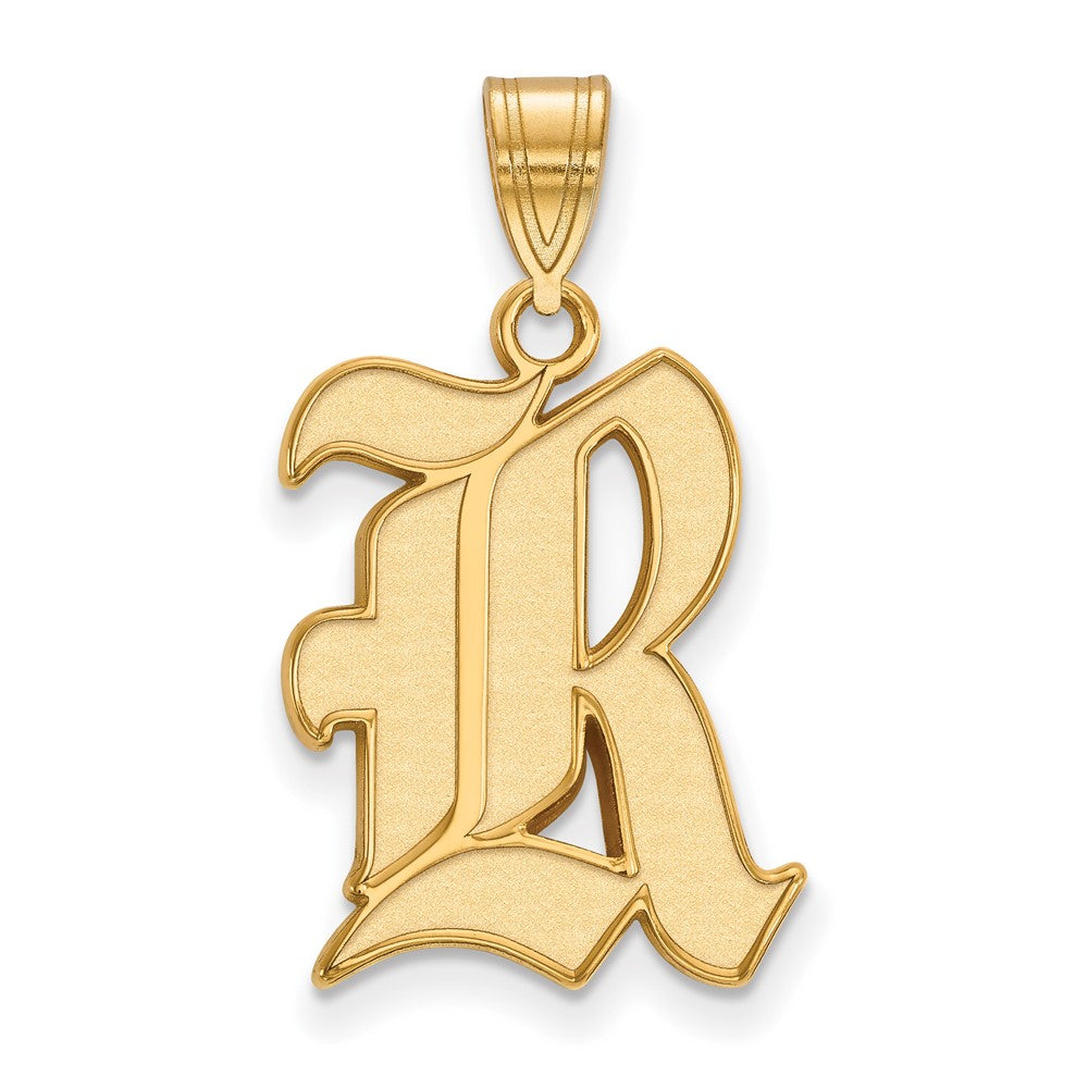 Gold Plated Sterling Silver Logoart Rice University Letter R Large Pendant