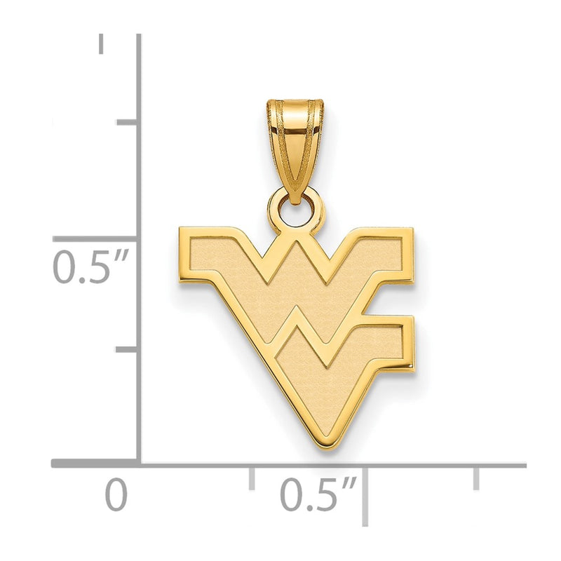 10K Yellow Gold Logoart West Virginia University W V Small Pendant