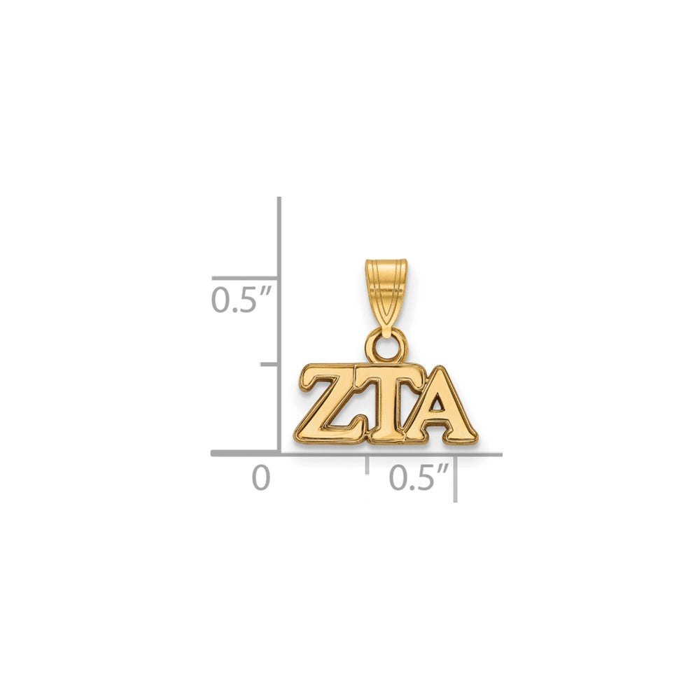 Gold Plated Sterling Silver Logoart Zeta Tau Alpha Sorority Greek Letters Small Pendant