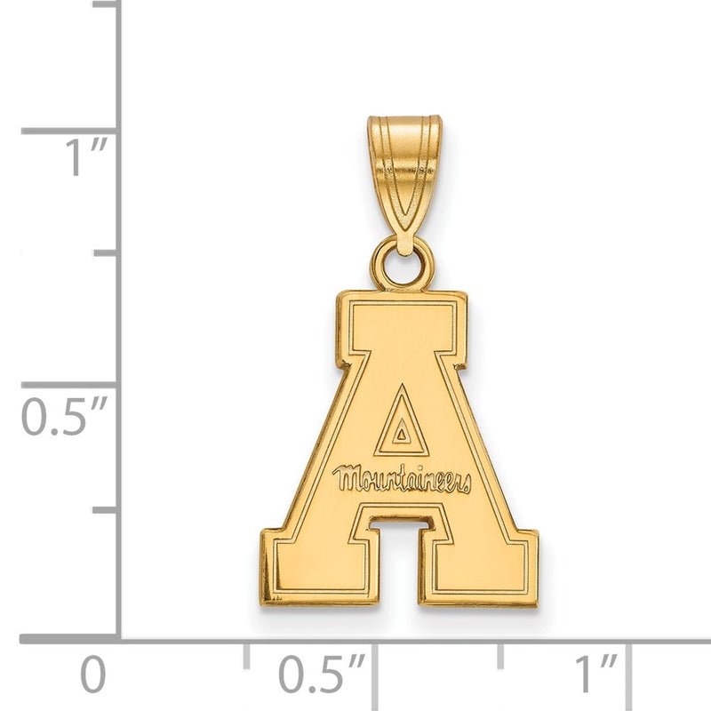 Gold Plated Sterling Silver Logoart Appalachian State University Medium Pendant