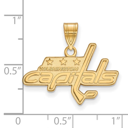 Gold Plated Sterling Silver Nhl Logoart Washington Capitals Medium Pendant