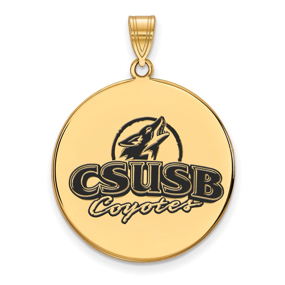 Gold Plated Sterling Silver Logoart California State University San Bernardino Coyotes Extra Large Enameled Disc Pendant