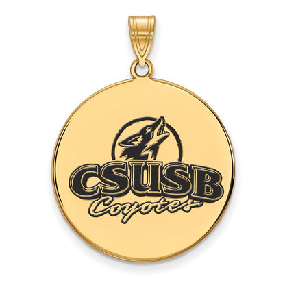 Gold Plated Sterling Silver Logoart California State University San Bernardino Coyotes Extra Large Enameled Disc Pendant