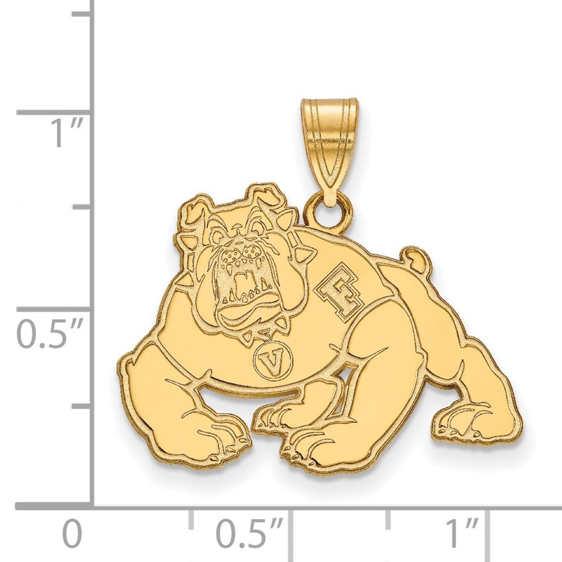14K Yellow Gold Logoart California State University Fresno Bulldog Large Pendant