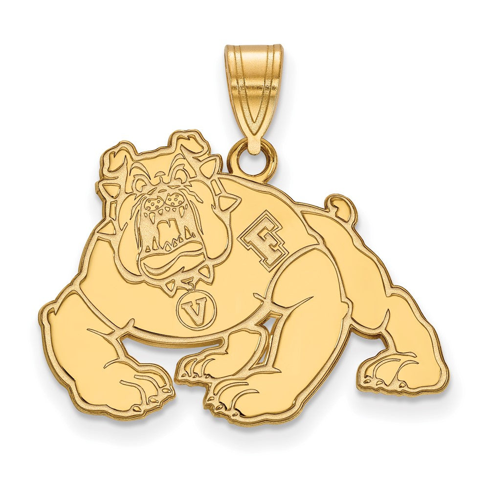 Gold Plated Sterling Silver Logoart California State University Fresno Bulldog Large Pendant