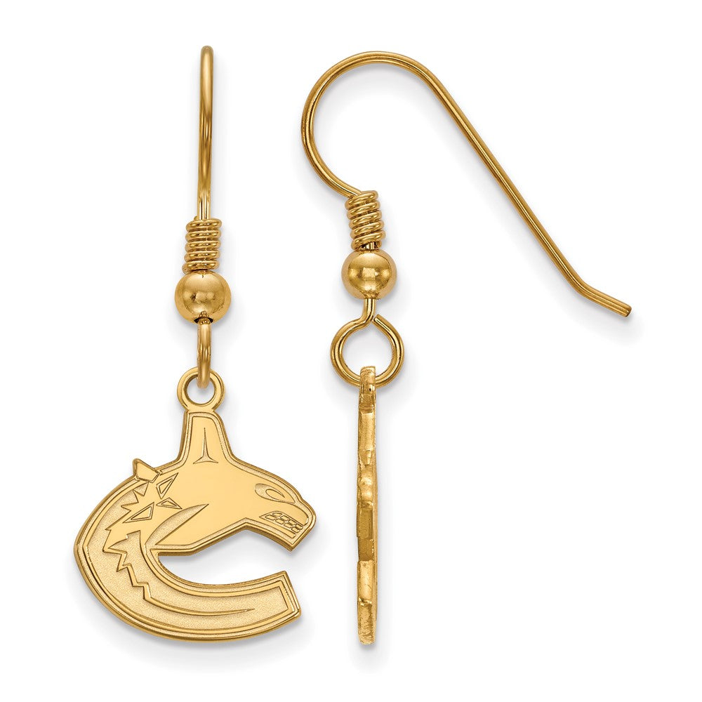 Gold Plated Sterling Silver Nhl Logoart Vancouver Canucks Small Dangle Earrings