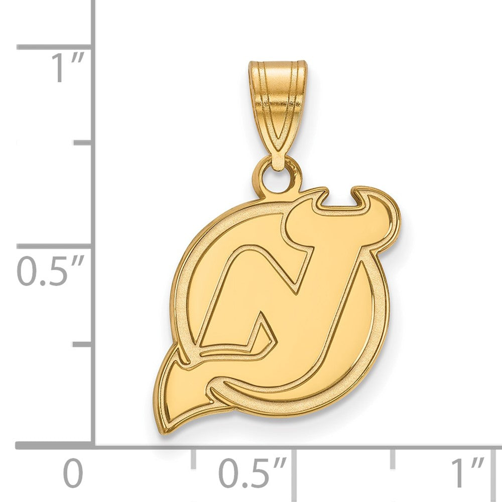14K Yellow Gold Nhl Logoart New Jersey Devils Medium Pendant