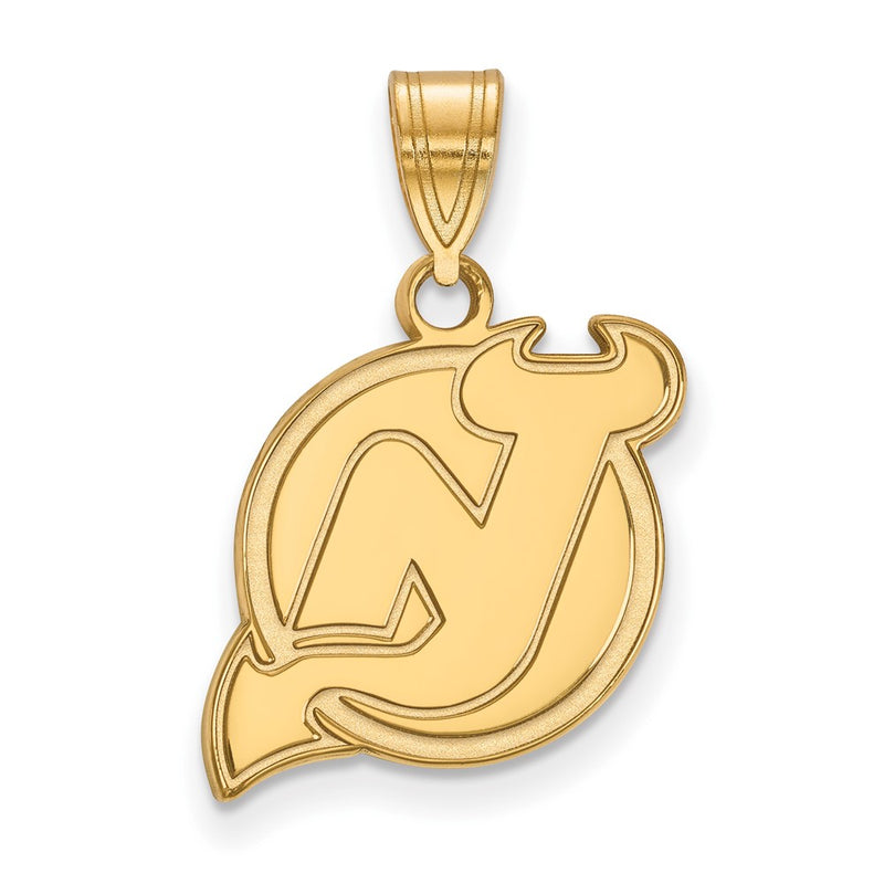 Gold Plated Sterling Silver Nhl Logoart New Jersey Devils Medium Pendant