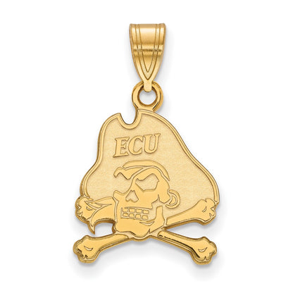 Gold Plated Sterling Silver Logoart East Carolina University Pirate Medium Pendant