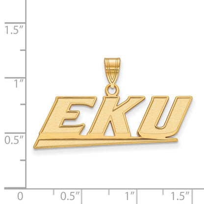 Gold Plated Sterling Silver Logoart Eastern Kentucky University E K U Medium Pendant