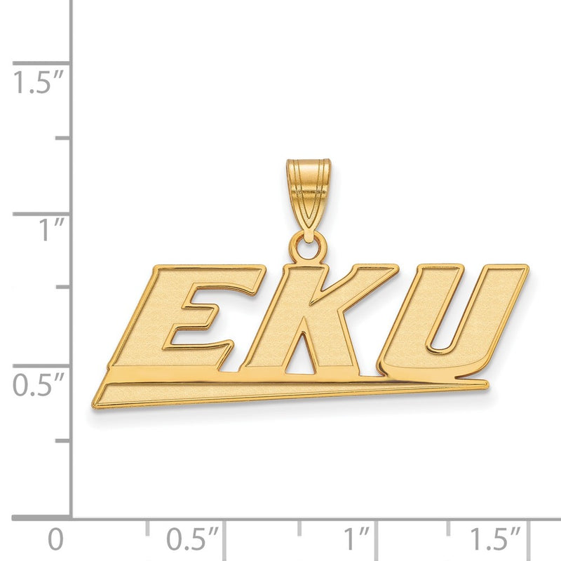 14K Yellow Gold Logoart Eastern Kentucky University E K U Medium Pendant