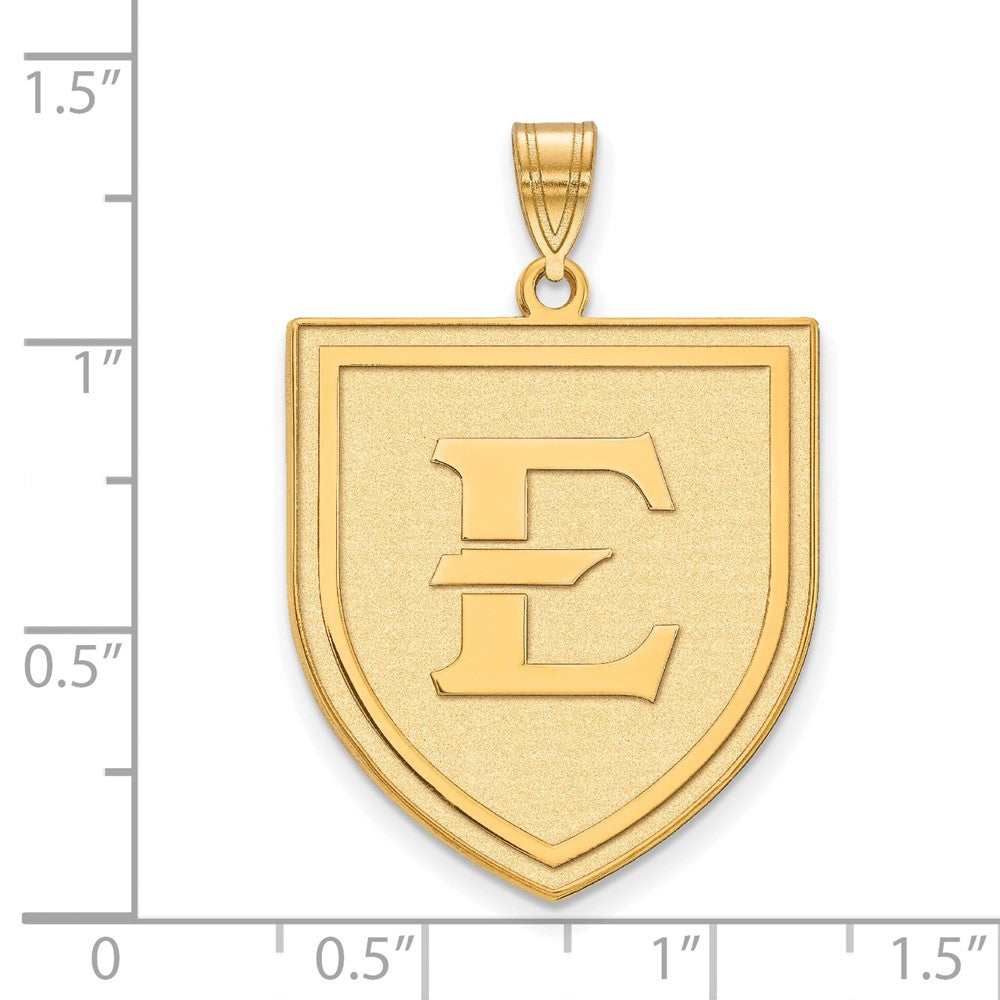 14K Yellow Gold Logoart East Tennessee State University Letter E Shield Extra Large Pendant