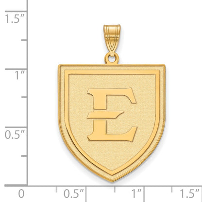 14K Yellow Gold Logoart East Tennessee State University Letter E Shield Extra Large Pendant