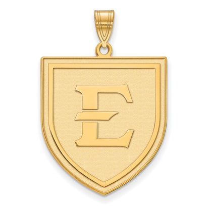 14K Yellow Gold Logoart East Tennessee State University Letter E Shield Extra Large Pendant