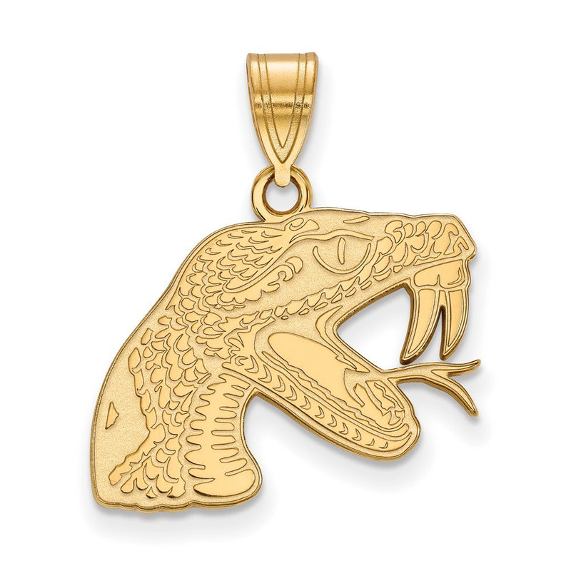 Gold Plated Sterling Silver Logoart Florida A And M University Rattler Medium Pendant