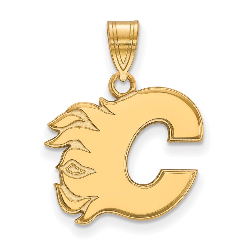 Gold Plated Sterling Silver Nhl Logoart Calgary Flames Letter C Medium Pendant
