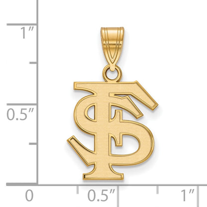 Gold Plated Sterling Silver Logoart Florida State University F S Medium Pendant