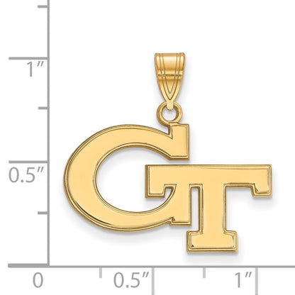 Gold Plated Sterling Silver Logoart Georgia Institute Of Technology G T Medium Pendant