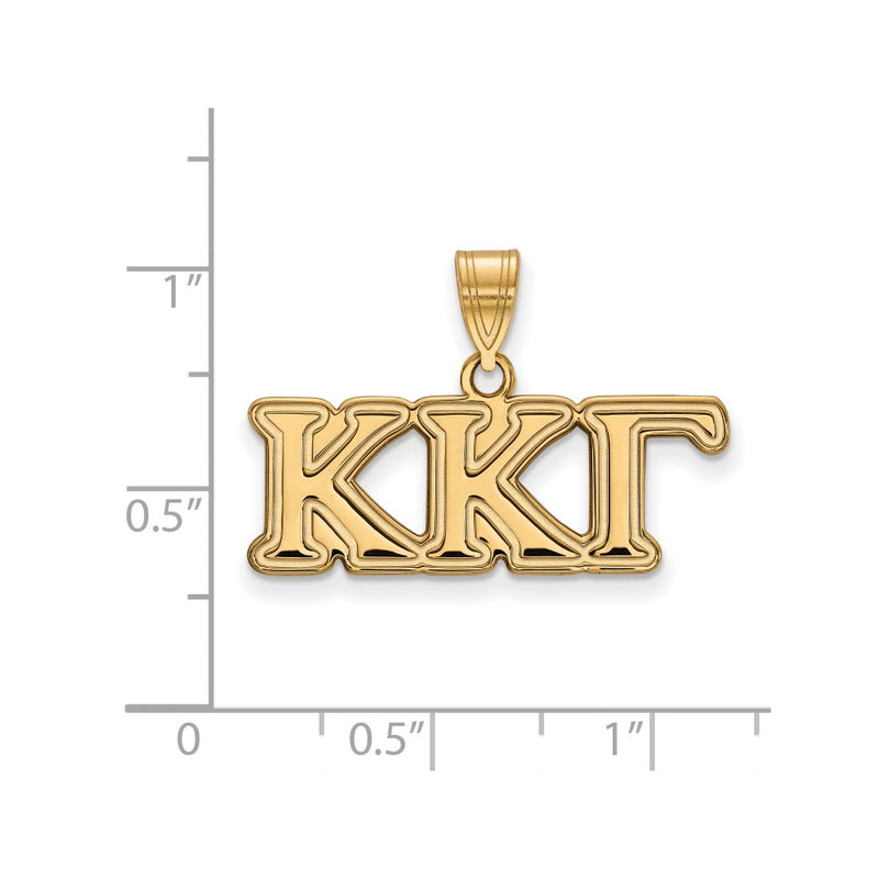 Gold Plated Sterling Silver Logoart Kappa Gamma Sorority Greek Letters Medium Pendant
