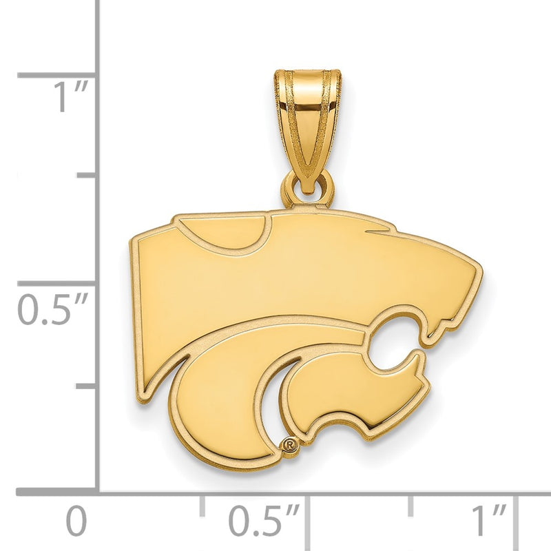 14K Yellow Gold Logoart Kansas State University Wildcat Medium Pendant