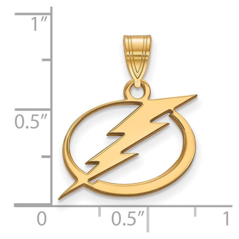 Gold Plated Sterling Silver Nhl Logoart Tampa Bay Lightning Medium Pendant