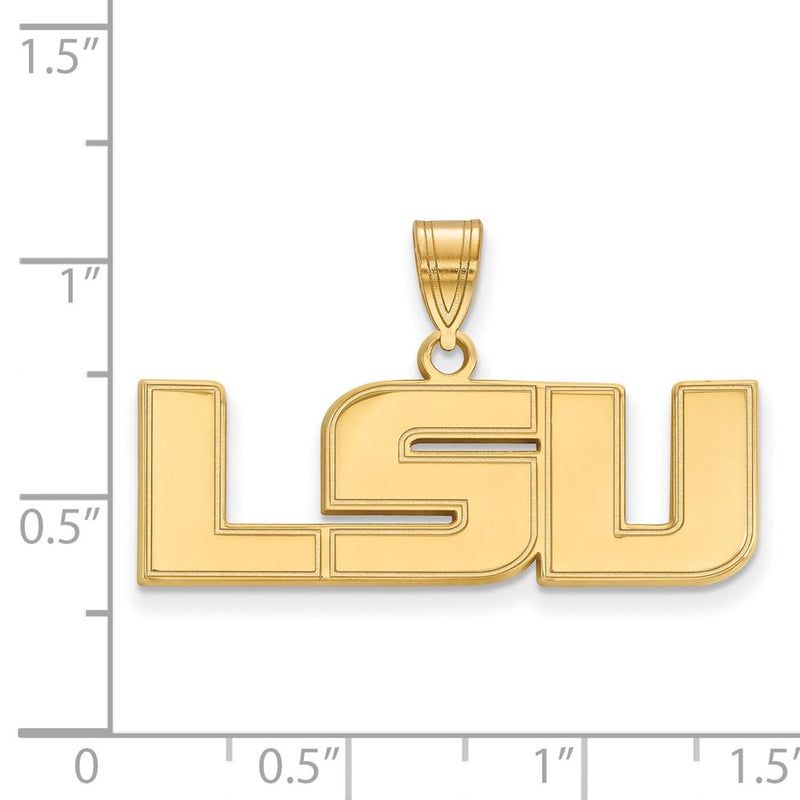 14K Yellow Gold Logoart Louisiana State University L S U Medium Pendant