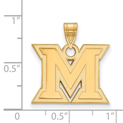 Gold Plated Sterling Silver Logoart Miami University Ohio Letter M Medium Pendant