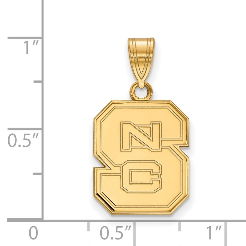 Gold Plated Sterling Silver Logoart North Carolina State University N C S Medium Pendant