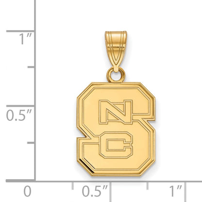 14K Yellow Gold Logoart North Carolina State University N C S Medium Pendant
