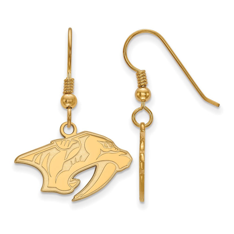 Gold Plated Sterling Silver Nhl Logoart Nashville Predators Small Dangle Earrings