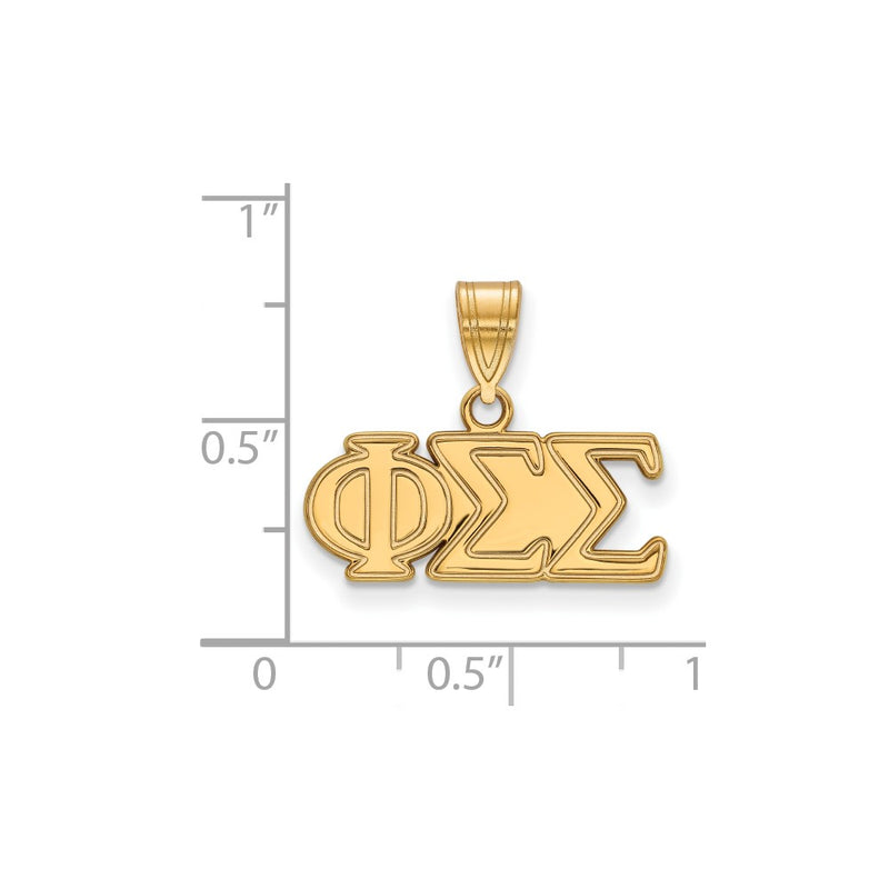 Gold Plated Sterling Silver Logoart Phi Sigma Sorority Greek Letters Medium Pendant