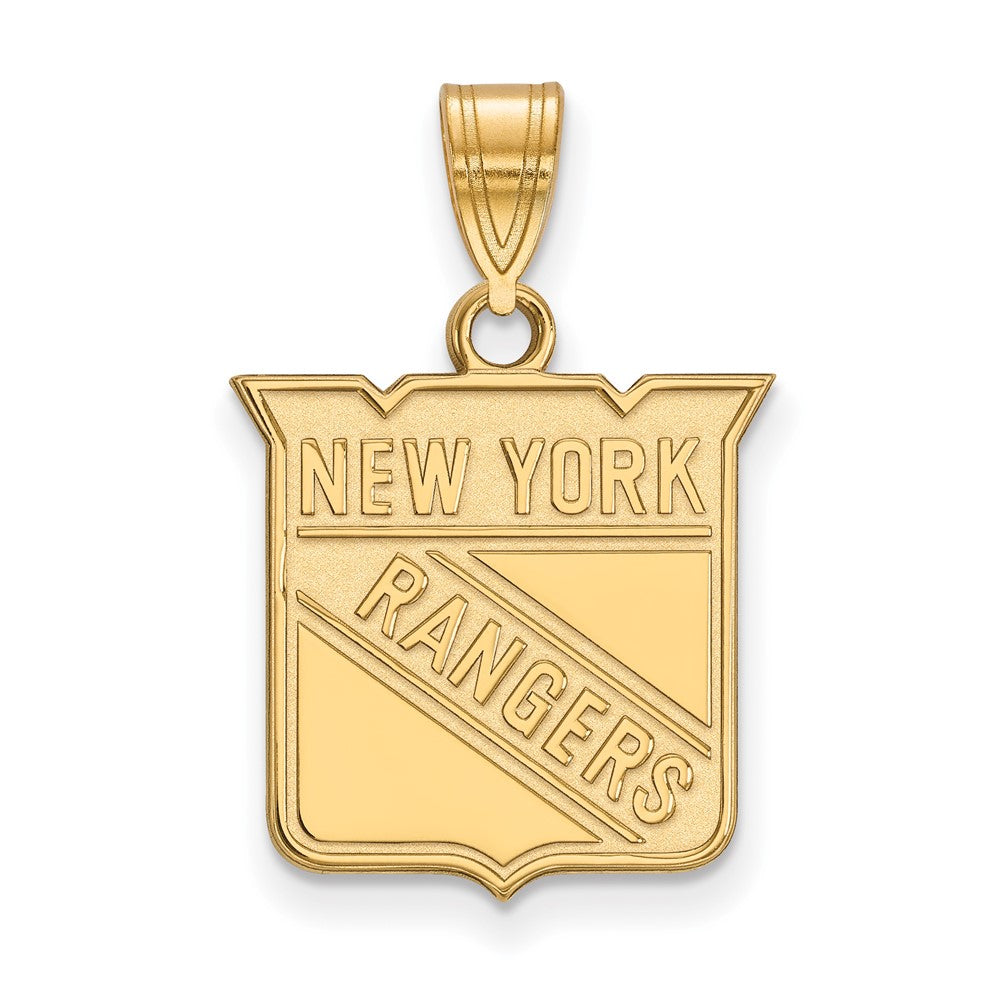 Gold Plated Sterling Silver Nhl Logoart New York Rangers Medium Pendant