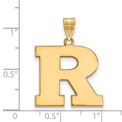 Gold Plated Sterling Silver Logoart Rutgers University Letter R Large Pendant