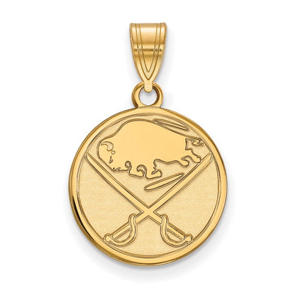 Gold Plated Sterling Silver Nhl Logoart Buffalo Sabres Medium Pendant