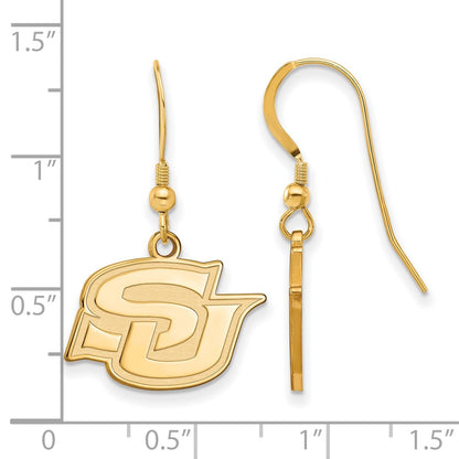 Gold Plated Sterling Silver Logoart Southern University Jaguars Small Dangle Wire Earrings