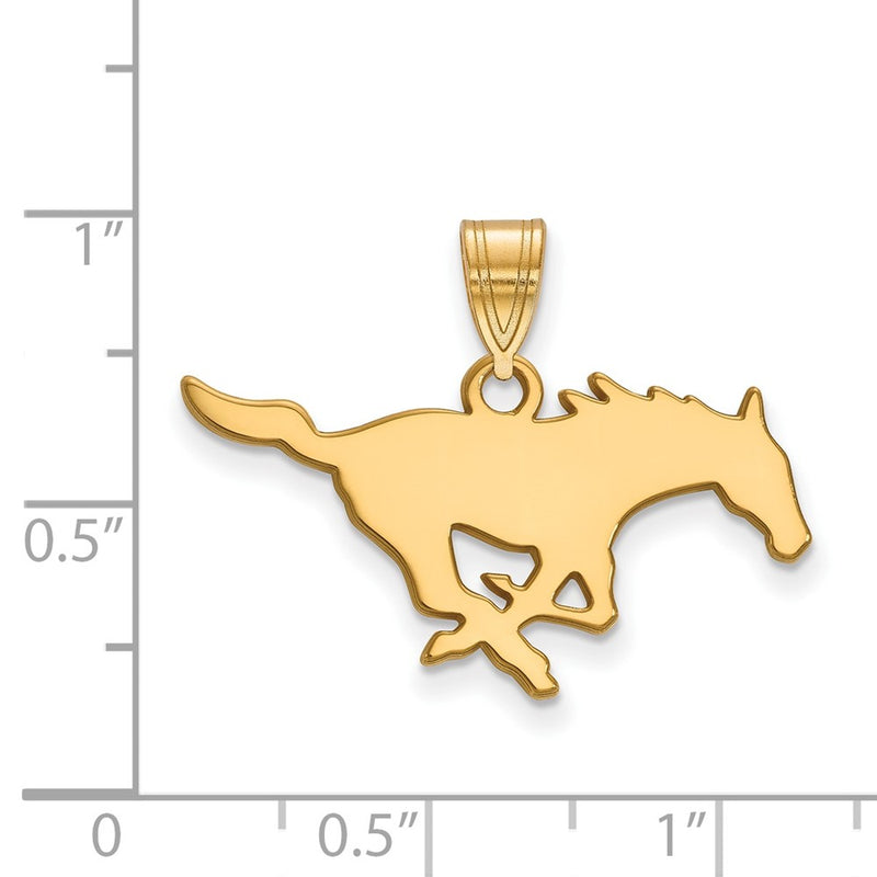 14K Yellow Gold Logoart Southern Methodist University Mustang Medium Pendant
