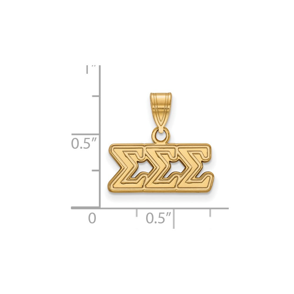Gold Plated Sterling Silver Logoart Sigma Sorority Greek Letters Medium Pendant