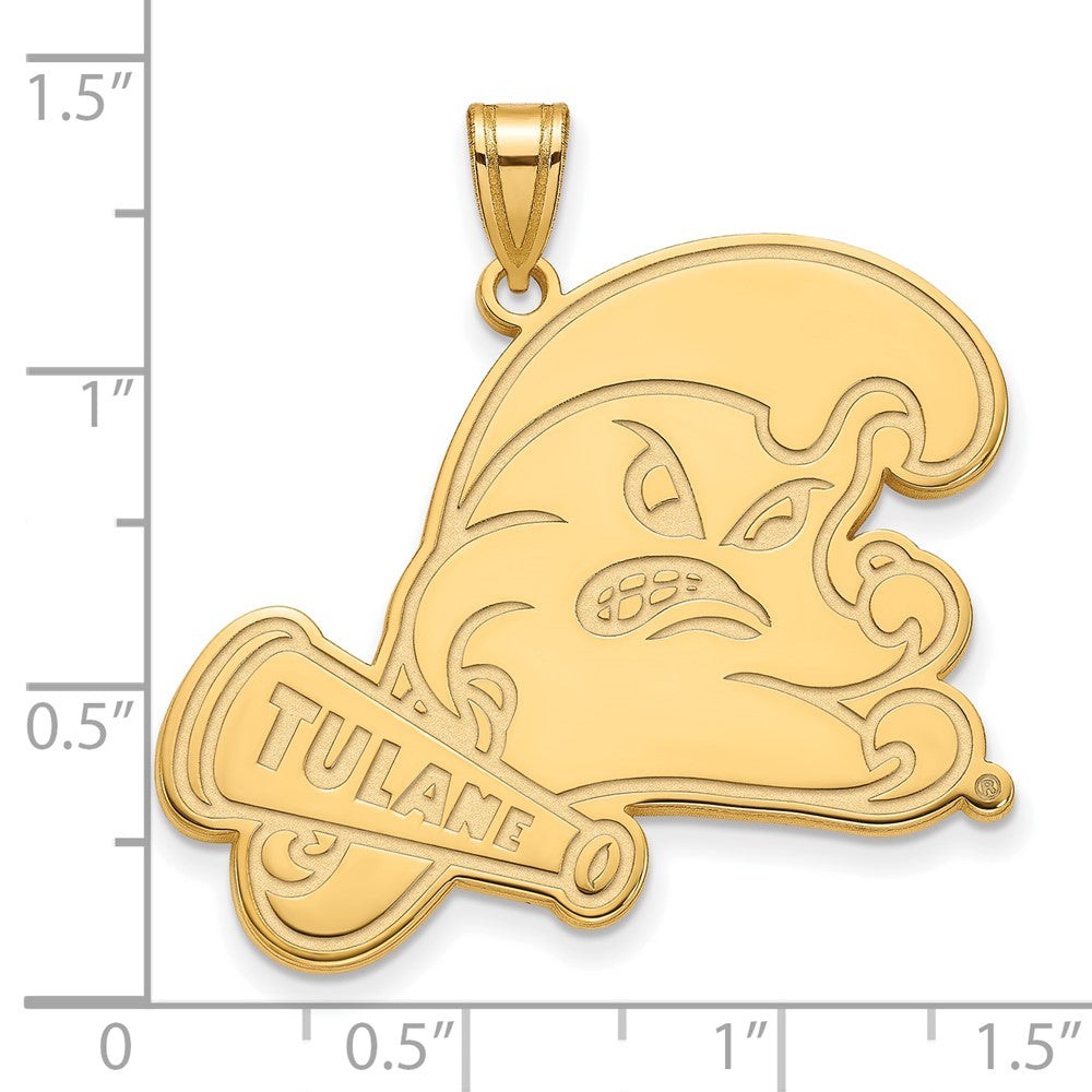 14K Yellow Gold Logoart Tulane University Extra Large Pendant