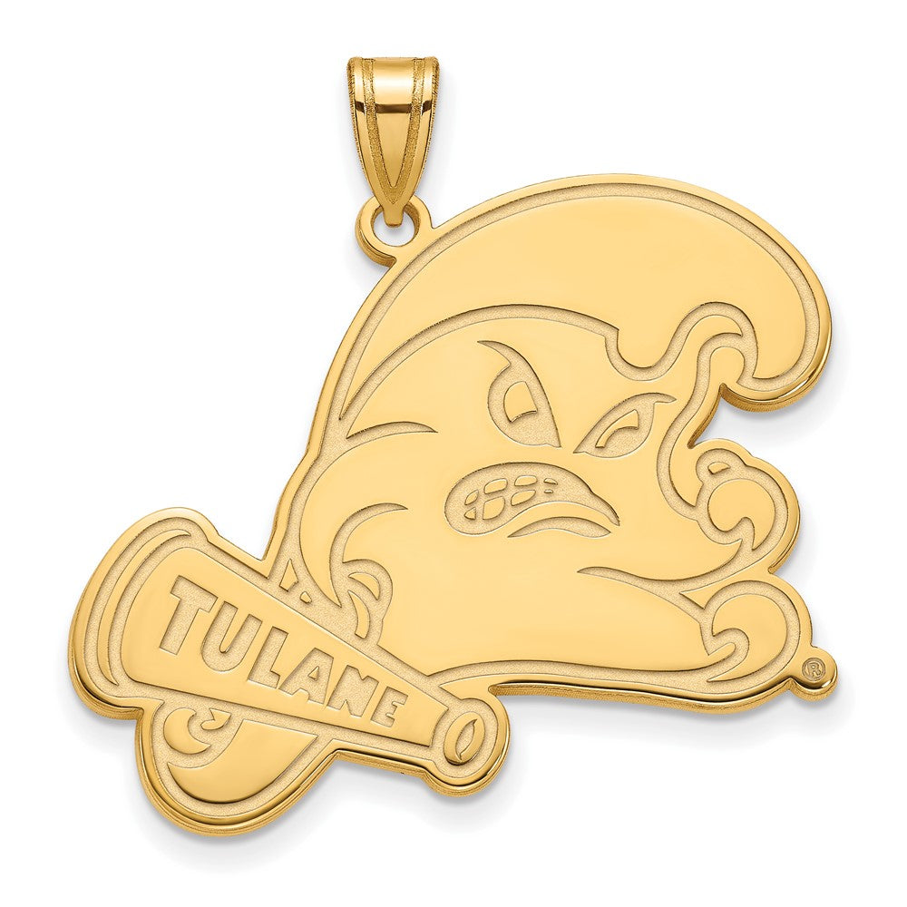 Gold Plated Sterling Silver Logoart Tulane University Extra Large Pendant
