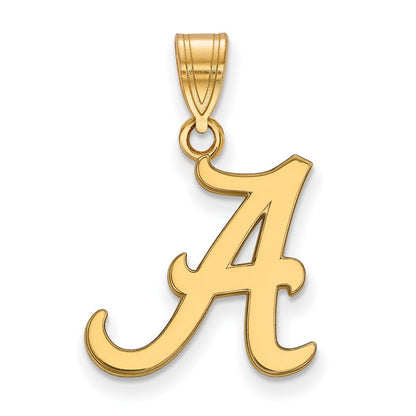 Gold Plated Sterling Silver Logoart University Of Alabama Letter A Medium Pendant
