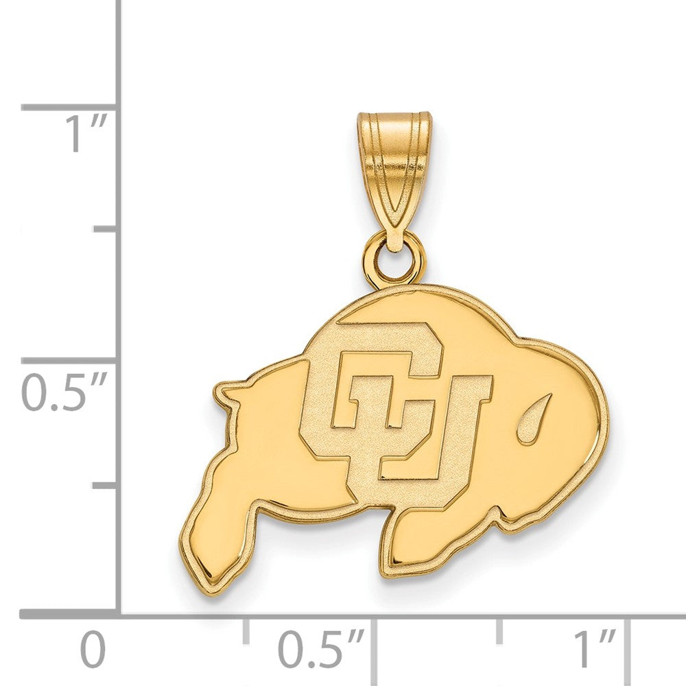 Gold Plated Sterling Silver Logoart University Of Colorado Buffalo Medium Pendant