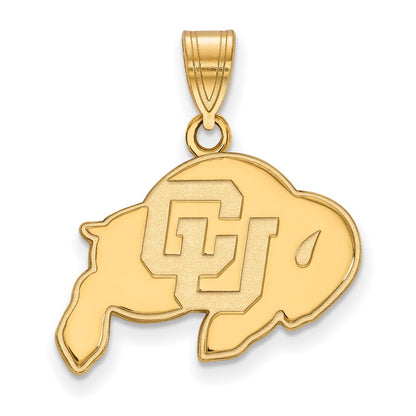 Gold Plated Sterling Silver Logoart University Of Colorado Buffalo Medium Pendant