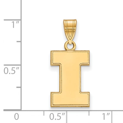 Gold Plated Sterling Silver Logoart University Of Illinois Letter I Medium Pendant