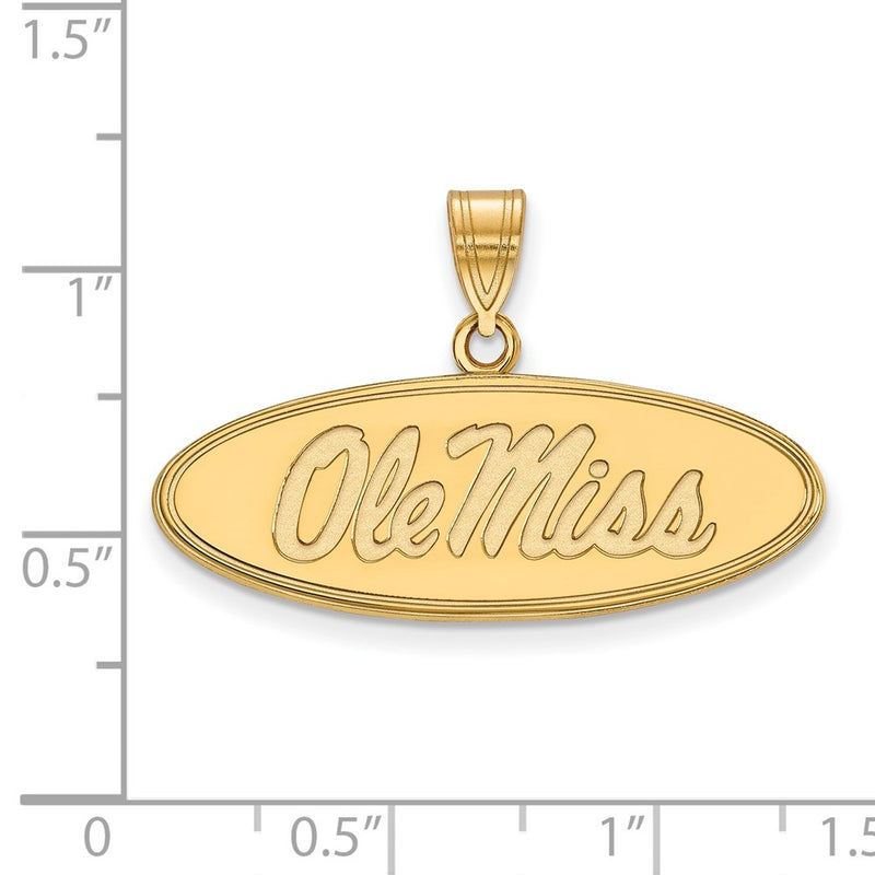 14K Yellow Gold Logoart University Of Mississippi Ole Miss Medium Oval Pendant
