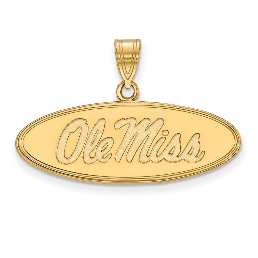 Gold Plated Sterling Silver Logoart University Of Mississippi Ole Miss Medium Oval Pendant