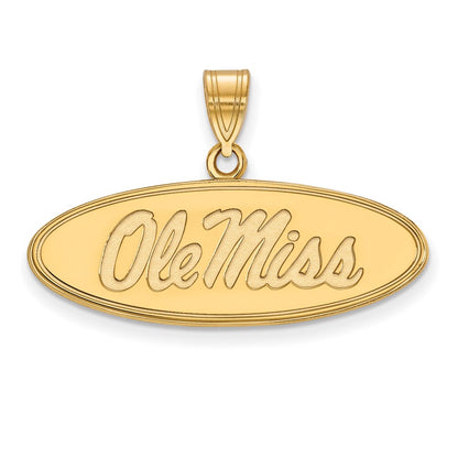 10K Yellow Gold Logoart University Of Mississippi Ole Miss Medium Oval Pendant