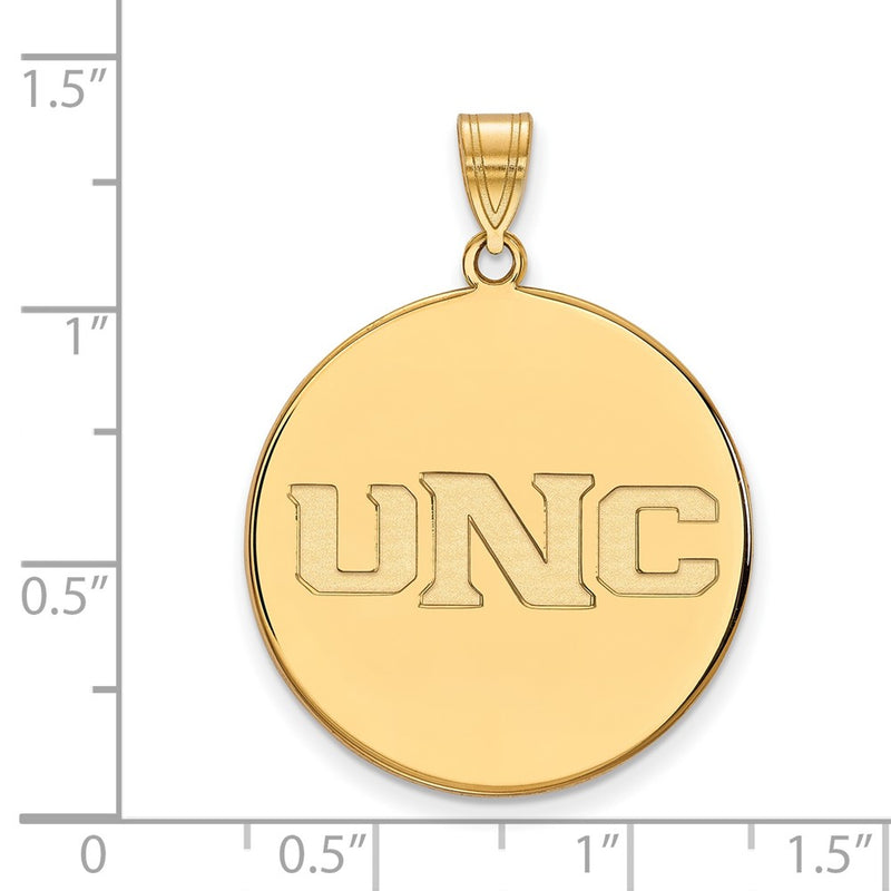 Gold Plated Sterling Silver Logoart University Of Northern Colorado U N C Extra Large Disc Pendant