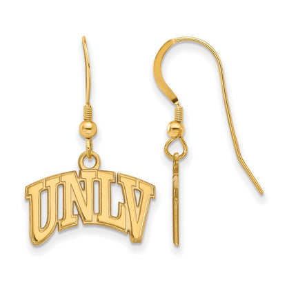 Gold Plated Sterling Silver Logoart University Of Nevada Las Vegas U N L V Small Dangle Wire Earrings